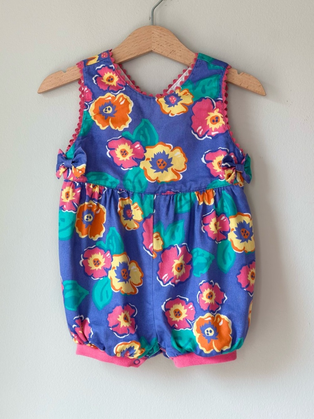 Gymboree Purple Floral Sleeveless Romper with Pink & Green Accents